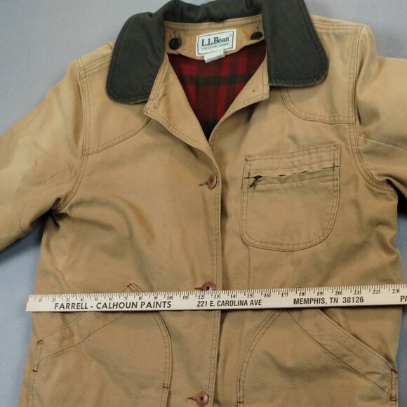 LL Bean Womens Field Winter Coat Canvas Vintage Chore Jacket Wool Linner Size L - Picture 13 of 16
